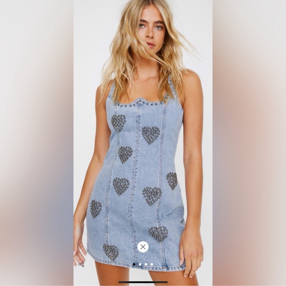 Nasty Gal Blue Heart Print Mini Dress